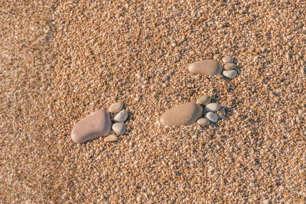 Empreinte Faite Pierres Sur Sable — Photo