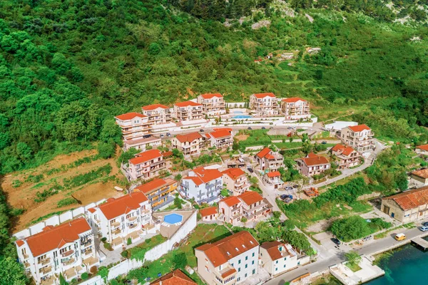 Vista Drone Parte Antiga Cidade Europeia Resort — Fotografia de Stock