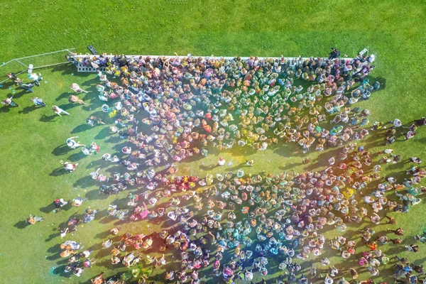 Vista Superior Gente Festival Colores Holi —  Fotos de Stock