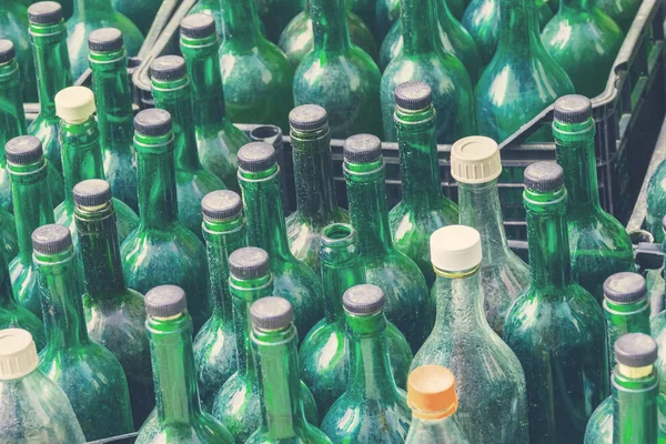 Пустые Бутылки Зеленого Вина Коробки Фон — стоковое фото
