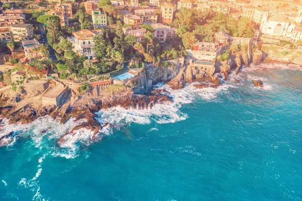 Vista Aérea Del Bogliasco Pueblo Pescadores Riviera Liguria — Foto de Stock