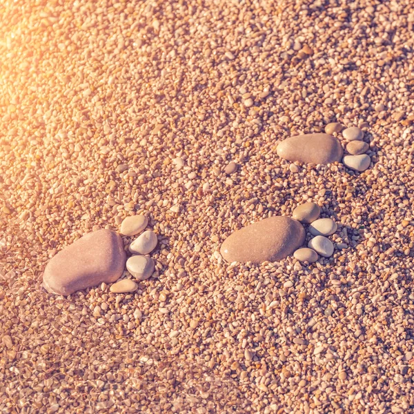 Следы Сделанные Гальки Песке Солнечном Свете — стоковое фото
