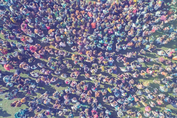 Nsanlar Renkleri Holi Festivali Drone Üzerinden Görüntülemek — Stok fotoğraf