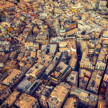 Üstten görünüm üzerinde çatı evlerin, Genoa, İtalya