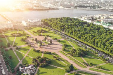 St. Petersburg, güneşli Mars alan üstten görünüm