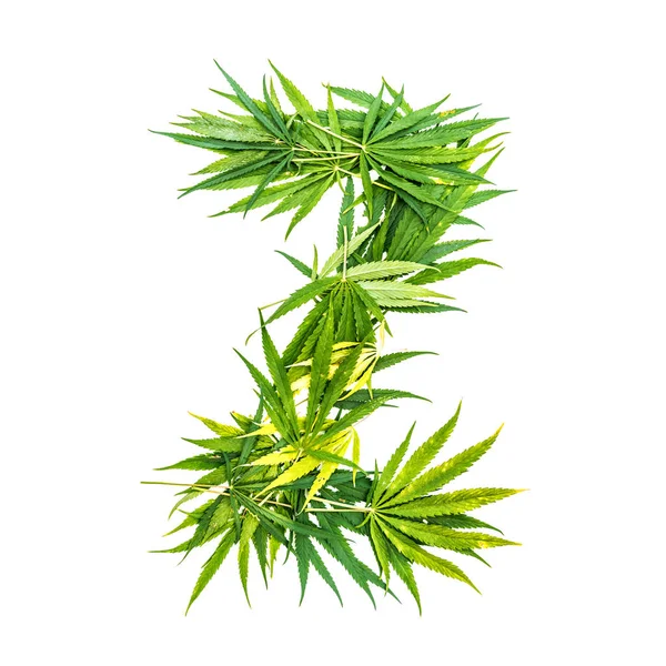 Carta Feita Folhas Cannabis Verde Sobre Fundo Branco Isolados — Fotografia de Stock