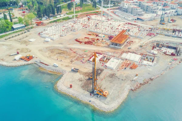 Top View Construction Site Sea Coast — Stock Photo, Image