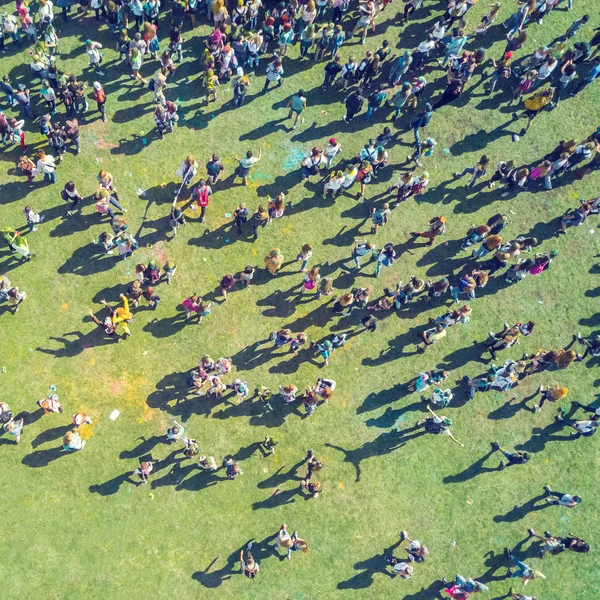 Vista Desde Dron Gente Festival Colores Holi —  Fotos de Stock