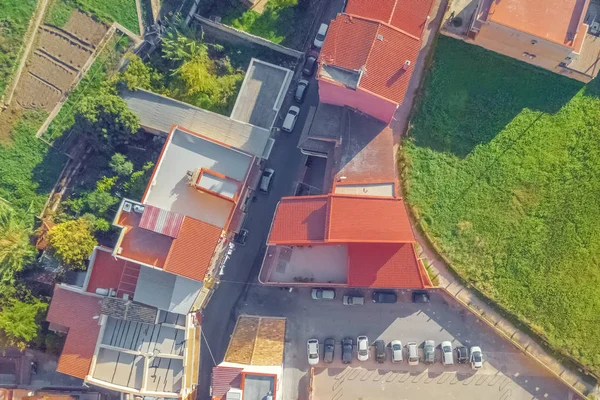 Blick Von Oben Auf Einstöckige Stadtgebäude Der Europäischen Stadt — Stockfoto