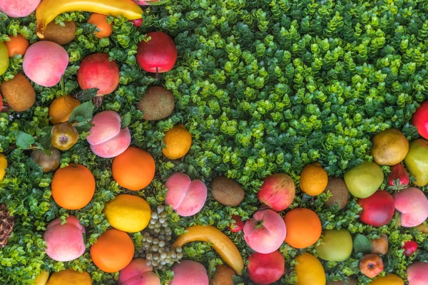 Цветные Плоды Зеленой Траве Фон — стоковое фото
