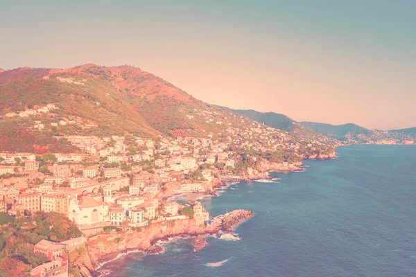 Bogliasco Balıkçı Köyü Talyan Rivierası Üstten Görünüm — Stok fotoğraf