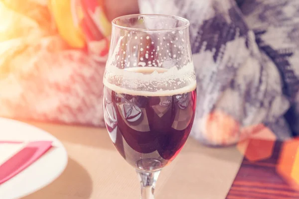 Copo Cerveja Escura Close — Fotografia de Stock