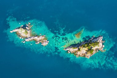 Yeşil bitkiler ile adanın üstten görünüm