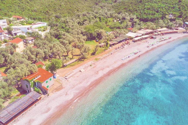 Vue Dessus Plage Dans Une Station Balnéaire — Photo