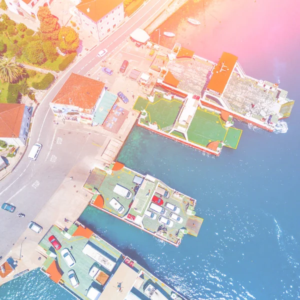 Ferry Crossing Sunlight Top View — Stock Photo, Image