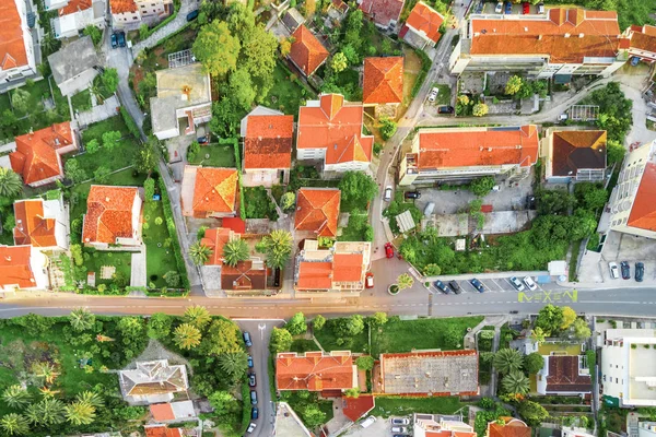 Vista Superior Rua Antiga Cidade Europeia Casas Com Telhados Azulejos — Fotografia de Stock