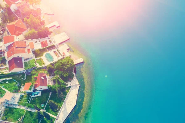 Bovenaanzicht Van Een Huizen Aan Zee Het Zonlicht — Stockfoto