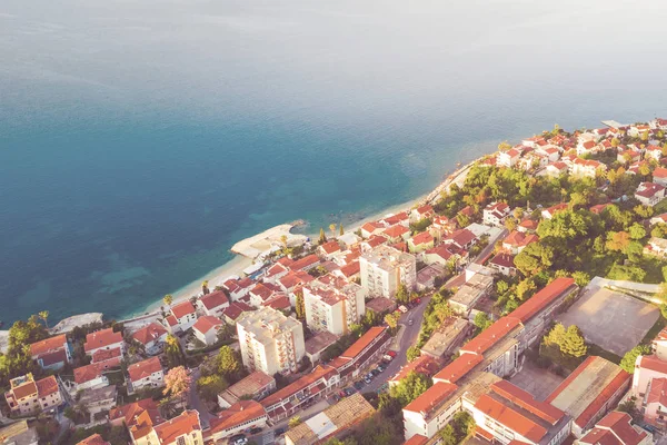 Vista Desde Altura Popular Ciudad Turística Europea Cerca Del Mar —  Fotos de Stock