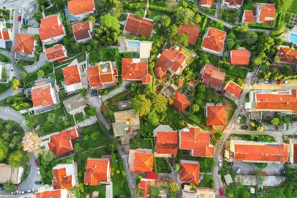 Vista Superior Autêntica Cidade Europeia Casas Com Telhados Azulejos Vermelhos — Fotografia de Stock