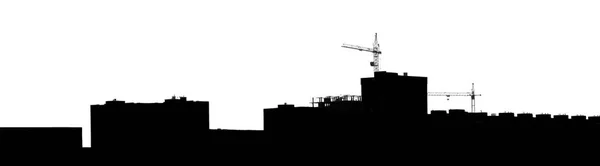 Черный Силуэт Городского Пейзажа Белом Фоне — стоковое фото