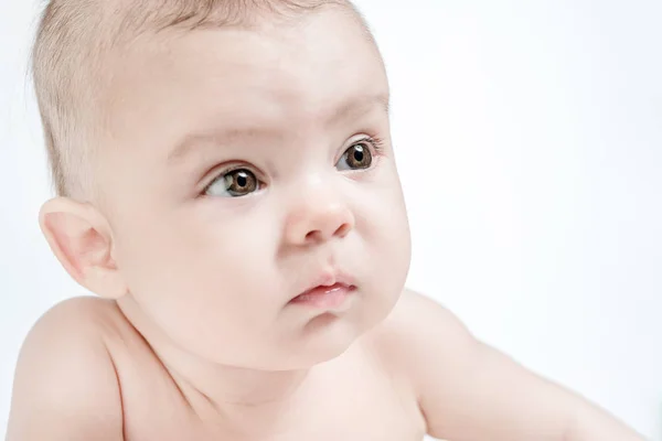 Schattige Baby Een Witte Achtergrond — Stockfoto