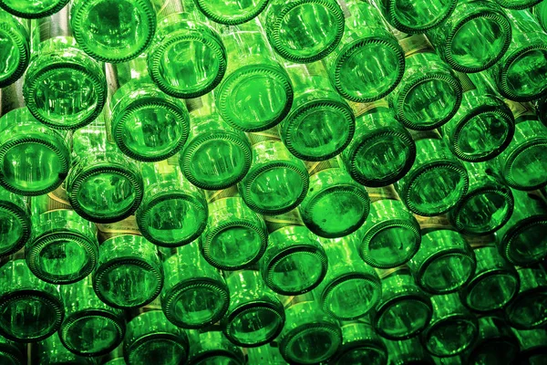 Sfondo Bottiglie Vetro Verde — Foto Stock