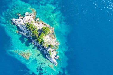 Yeşil bitkiler ile adanın üstten görünüm