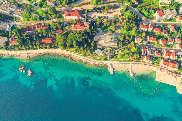 Authentieke Europese Stad Buurt Van Zee Bovenaanzicht — Stockfoto