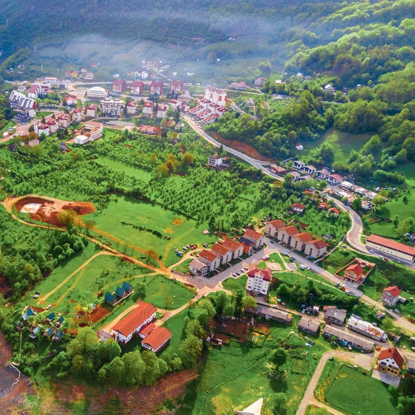 Vista Cima Pequena Cidade Resort Nas Montanhas — Fotografia de Stock