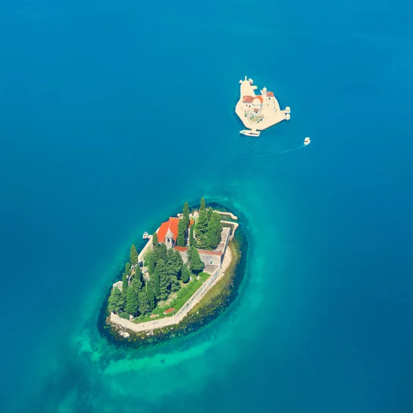 Κάτοψη Του Νησιού Ένα Μοναστήρι Και Ένα Τεχνητό Νησί Στη — Φωτογραφία Αρχείου