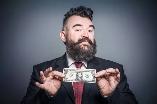 Hombre Barbudo Adulto Con Traje Dólar Tonificado — Foto de Stock