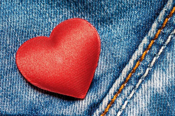 Red Heart Denim — Stock Photo, Image