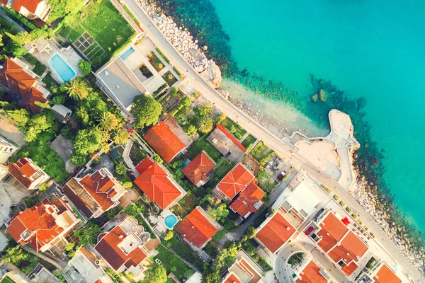 Vista Altura Para Edifícios Cidade Velha Com Telhados Azulejos Vermelhos — Fotografia de Stock