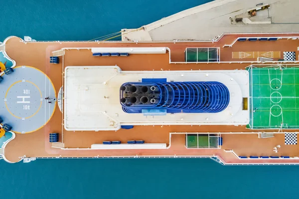 Parte Crucero Con Helipuerto Cancha Baloncesto Vista Superior — Foto de Stock