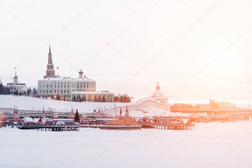 Beautiful view of the city with temples in the winter