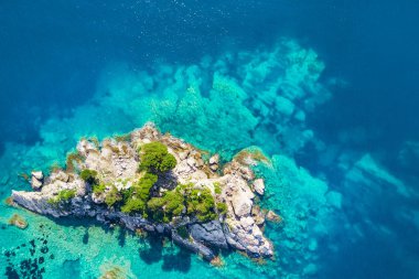 Yeşil bitkiler ile adanın üstten görünüm