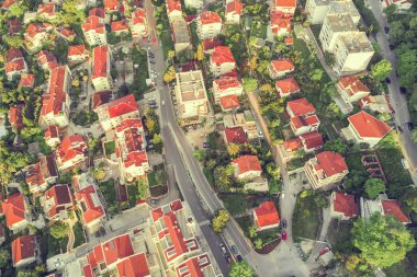 Eski Avrupa şehirde Caddesi'nin üstten görünüm