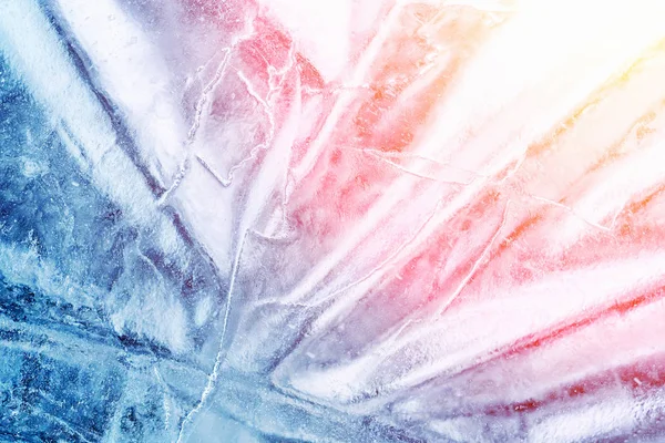 Ice Bakgrund Med Ett Abstrakt Mönster Solljus — Stockfoto