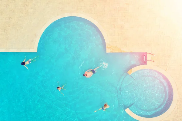 Top View People Swimming Pool Sunny Day — Stock Photo, Image