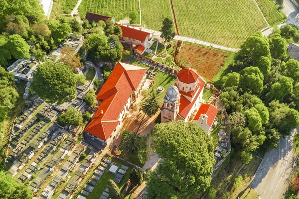 Vista Dall Alto Antico Monastero Con Cimitero — Foto Stock