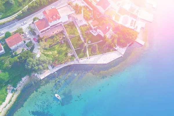 Bovenaanzicht Van Een Huizen Aan Zee Het Zonlicht — Stockfoto