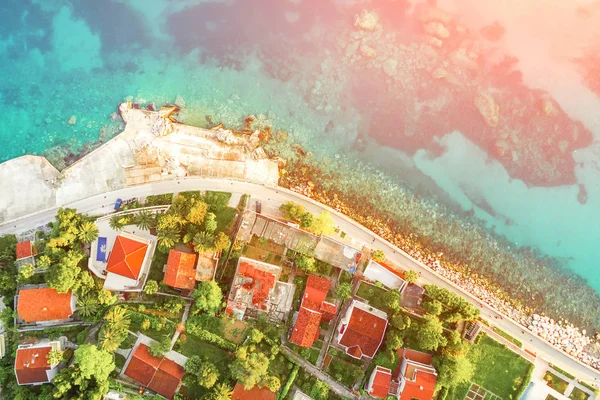 Weergave Van Bovenaf Naar Promenade Langs Kust Vakantieoord — Stockfoto