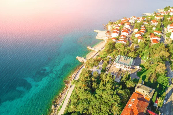 Popular European Resort Old Town Sea Sunlight Top View — Stock Photo, Image