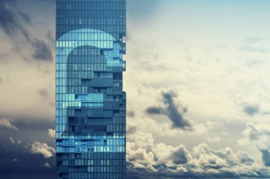 Modern cam gökdelen bulutlu gökyüzü arka plan üzerinde