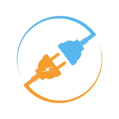 Tel, Tak ve soket. Vektör çizim. Tak ve soket daire. Bağlantı ve kopukluk elektrik kavramı.