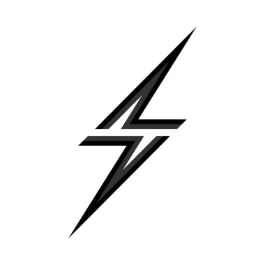 Yıldırım ikonuna düz tasarım. Vektör çizim. Siyah Yıldırım ikonuna beyaz arka plan üzerinde izole.