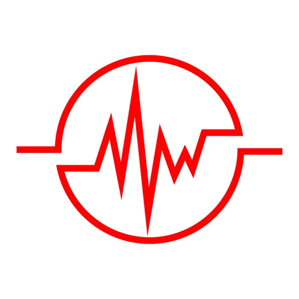Ikona Czerwony Pulsujący Okrąg Ilustracja Wektorowa Pojęcie Medyczne Płaska Tętna — Wektor stockowy