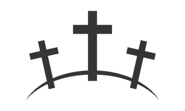 Beyaz zemin üzerinde üç haçlar Calvary simgesi. Vektör çizim. Black Calvary işareti düz tasarım.