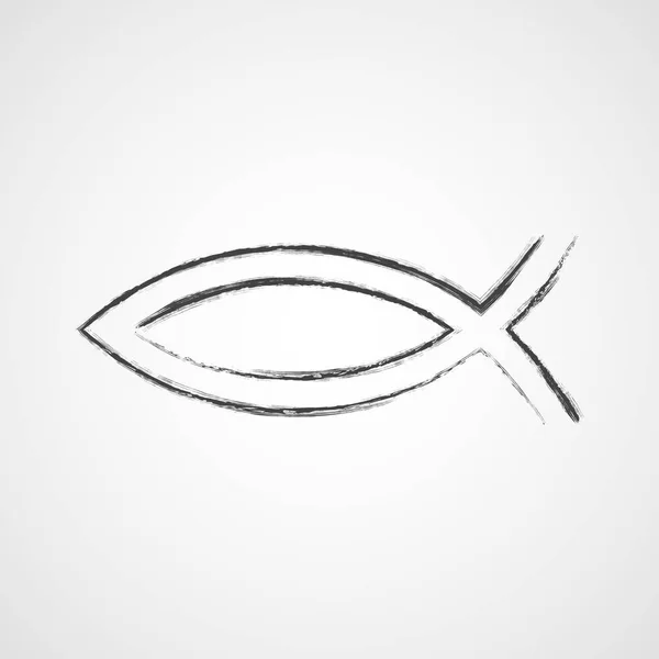 Hand Drawn Christian Fish Symbol Vector Illustration Gray Fish Symbol — Stock Vector