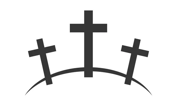 Значок Голгофы Тремя Крестами Белом Фоне Векторная Иллюстрация Знак Черная — стоковый вектор